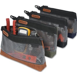 WELKINLAND 12-Inch Waxed Canvas Tool Pouches, 4PCS-Set Clear Tool Pouch, Canvas Tool bags, Durable Small Tool Bag Organizer, Tool Pouches With Zipper, Clear Tool Bag With Zip