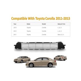 EzMech Front Bumper Grille 2011 2012 2013 Compatible With Toyota Corolla Sedan (Base CE LE S L XRS) Front Grill Front Bumper Cover Lower Grill Center