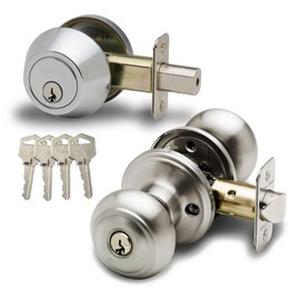 Copper Creek CKDB141PS Colonial Door Knob Keyed Alike with Deadbolt Combination, Polished Stainless