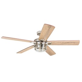 Honeywell Ceiling Fans 50610-01 Bonterra Ceiling Fan with Remote Control, Rustic LED Edison Light Fixture, 52" Indoor Farmhouse Ancient Pine/Bamboo Blades, Brushed Nickel