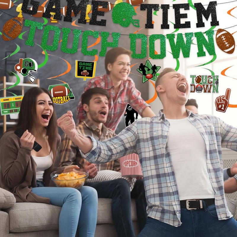 37Pcs Football Party Decorations Football Hanging Swirl Decor for Football