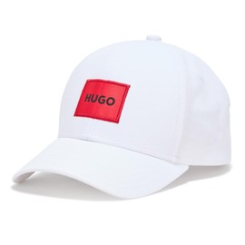 HUGO Men's Square Logo Cotton Cap, Brisk White, One Size