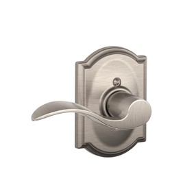 Schlage F170 ACC 619 CAM LH Left Handed Accent Door Lever with Camelot Trim, One Sided Non-Turning Dummy Door Handle, Satin Nickel