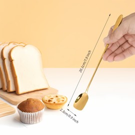 4 Pcs Stainless Steel 18/8（304） Coffee Spoons, 7.9" Long Handle Espresso Stirring Spoon, Dessert Spoon, ice Tea Spoons, Gold