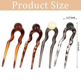 Luixenir Pearl Hair Pins U Shaped Hair Pins for Women, 4Pcs Matte French Hair Clips No Slip Twist Clips for Variety Occasions