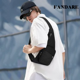 FANDARE Ultralight Chest Bag Sling Bag Men Women Bum Bag Shoulder Bag Crossover Daypacks for Outdoor Travel Camping Hiking Backpacks Crossbody Pack, black