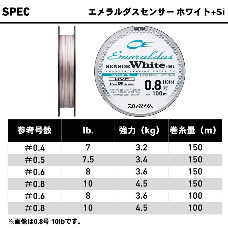 ダイワ(Daiwa) PEライン エメラルダスセンサー ホワイト +Si 150m 0.4号 7lb ホワイト