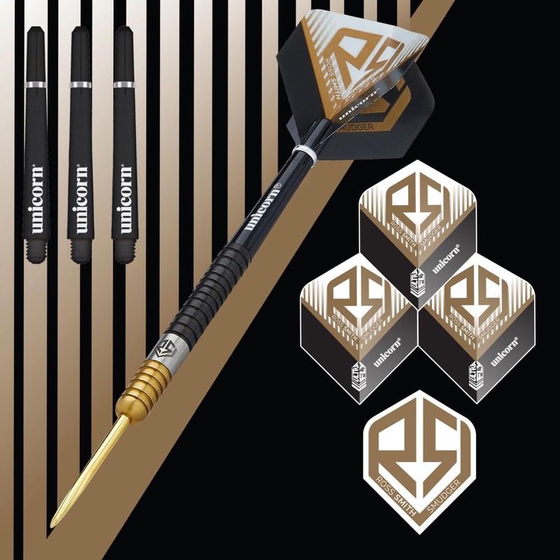 Unicorn Ross Smudger Smith Darts Set, Black/Gold, 22g