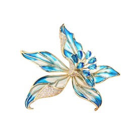 Orchid Brooch Pin Blue Crystal Flower Brooch Pin Classic Plant Floral Corsage Brooch Scarves Shawl Clip Brooch Boutonniere Pins Wedding Bouquets