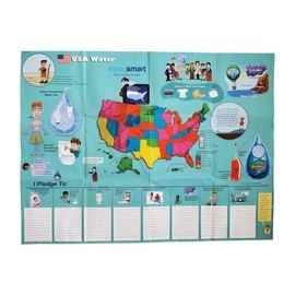 AquaSmart Conserve Planet STEAM-Based Water Conservation Learning, Large Format Poster All About Water with Infographics, Pledges, USA Edition,Great for Classroom, Child Room, Ages 8-12 CP1113