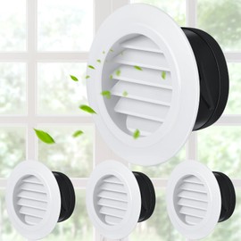 VIHOSE 4 Pcs 4 Inch Soffit Vents Soffit ABS Exterior Round Exhaust Vent with Built in Screen Mesh for Home Bathroom Office Kitchen, White(Novel)