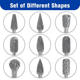 Dophee Double Cut Carbide Burr Set, 1/8” Shank Drill Bits Die Grinder Bits Rotary Tool for DIY Woodworking Carving, Drilling, Model Making, Metal Polishing, chamfering, grooving
