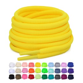 Puzeam 2 Pairs Oval Athletic Shoelaces 30 Colors 1/4" Half Round Shoe Laces for Sneakers - Yellow 120