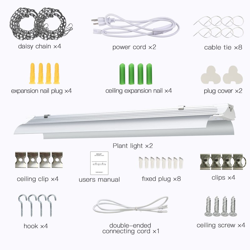 SZHLUX LED Grow Light 2FT Full Spectrum 2 Pack 80W