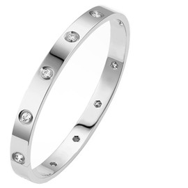 PDWZNBA 18K Gold Plated Love Friendship Bracelet with Cubic Zirconia Stones Bangle Cuff Best Gifts with Crystal for Mother's Day Valentine's Day Wedding Couples and Birthdays