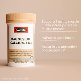 Swisse Ultiboost Magnesium, Calcium + Vitamin D - Combination tablet to support healthy muscle function - 120 Tablets