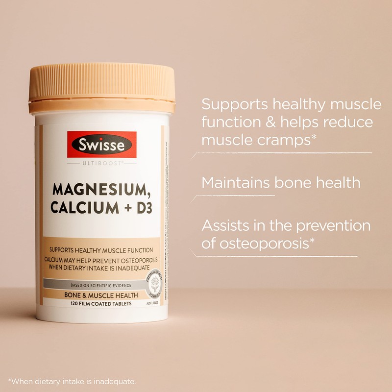 Swisse Ultiboost Magnesium, Calcium + Vitamin D - Combination tablet