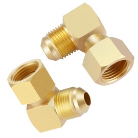 Litorange 2 PCS Propane Gas Oil 90° Elbow Connector Coupling Fittings For Olympian Low Pressure Gas Fired Heaters Replacement for Camco 57633, For BBQ Grill, 3/8" Female Swivel Flare x 3/8" Male Flare