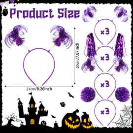 Censen 12 Pcs Pom Pom Headbands Party Headbands Tinsel Wrapped Ponytails Headbopper Headwear for Birthday Festival(Purple)