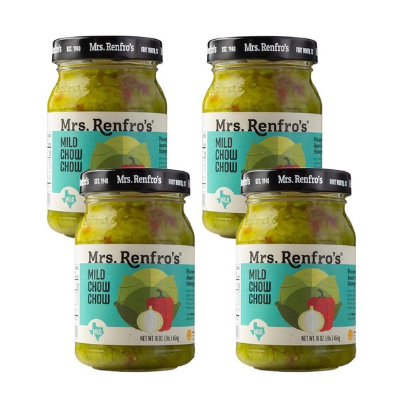 Mrs. Renfro's Mild Chow Chow | No HFCS, 16-oz Jar (Pack of 4)