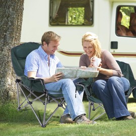 CDEN Oversized Camping Chair, Padded Lawn Chair, with Cup Holder, Side Pocket, Cooler Bag, for Camping, Hiking, Picnic, Travel, Festiva(1 Pack, Green)