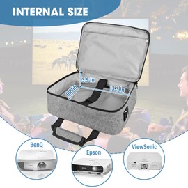 ZKOO Projector Carrying Case, Projector Bag Compatible with Most Projectors, Includes Storage Pockets & Adjustable Shoulder Straps, Travel Projector Case, 14" x 11" x 4" (Gray)