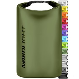 Nordlight Dry Bag 15 L Waterproof Bag – (Olive Green) Waterproof Pack Bag with Roll Top Closure and Shoulder Strap for Swimming, Bathing, Beach, Canoeing, Stand-Up Paddling, Diving