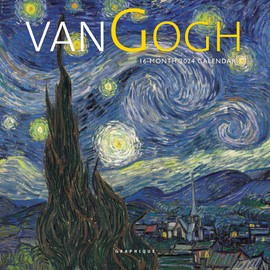 Graphique 2024 Van Gogh Mini Wall Calendar | 7” x 7” | Thick Paper | Home & Office Organizer | Large Monthly Grid | 3 Languages & Marked Holidays | 4 Month Preview Page for 2025