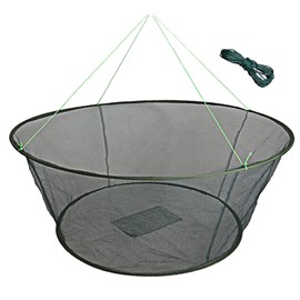 EASY BIG Foldable Fishing Net Hand Net - Crab Net Fish Net with Fishing Rope for Fishes, Shrimps, Crabs (Green, Top Dia:59" Bottom Dia:47.2")