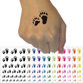 Bear Tracks Animal Paw Prints Temporary Tattoo Water Resistant Fake Body Art Set Collection - Hot Pink (One Sheet)