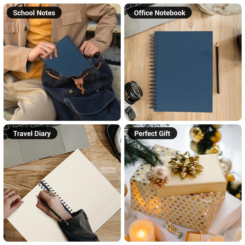 Yarotm Spiral Notebook A4-100GSM Squared Paper Notebook A4-21x28.5cm Wirebound Notepad