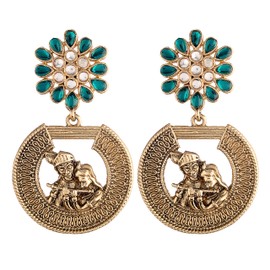 I Jewels Womens 18K Gold Plated Indian Wedding Bollywood Stylish Multicolour Radhe Krishna Floral Earrings (Es27G) Green