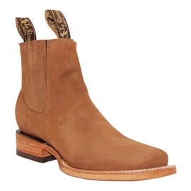 The Western Shops Men's Genuine Leather Square Toe Short Ankle Rodeo Cowboy Boot (12, Miel)