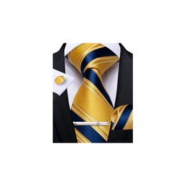 DiBanGu Necktie, Striped Necktie, Handkerchief, Cufflinks, Tie Pin Set, Wedding, Business, School Entrance Ceremony, Graduation, Year End Party