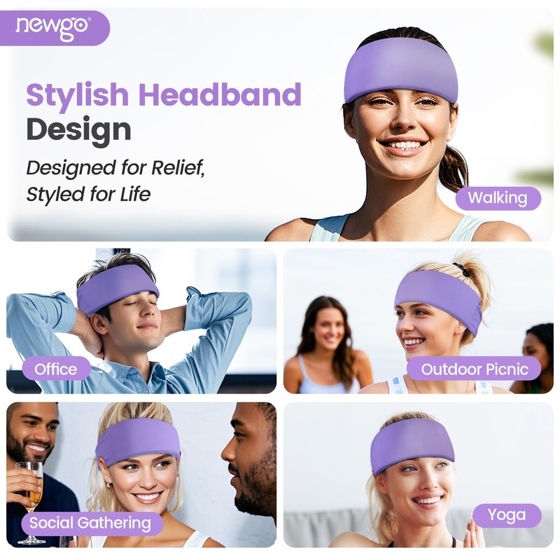NEWGO Solid Gel Pack Head Brace Strap Grey Purple