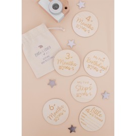 Wooden Milestone Discs with Bag Baby Newborn Keepsake Memories Pictures