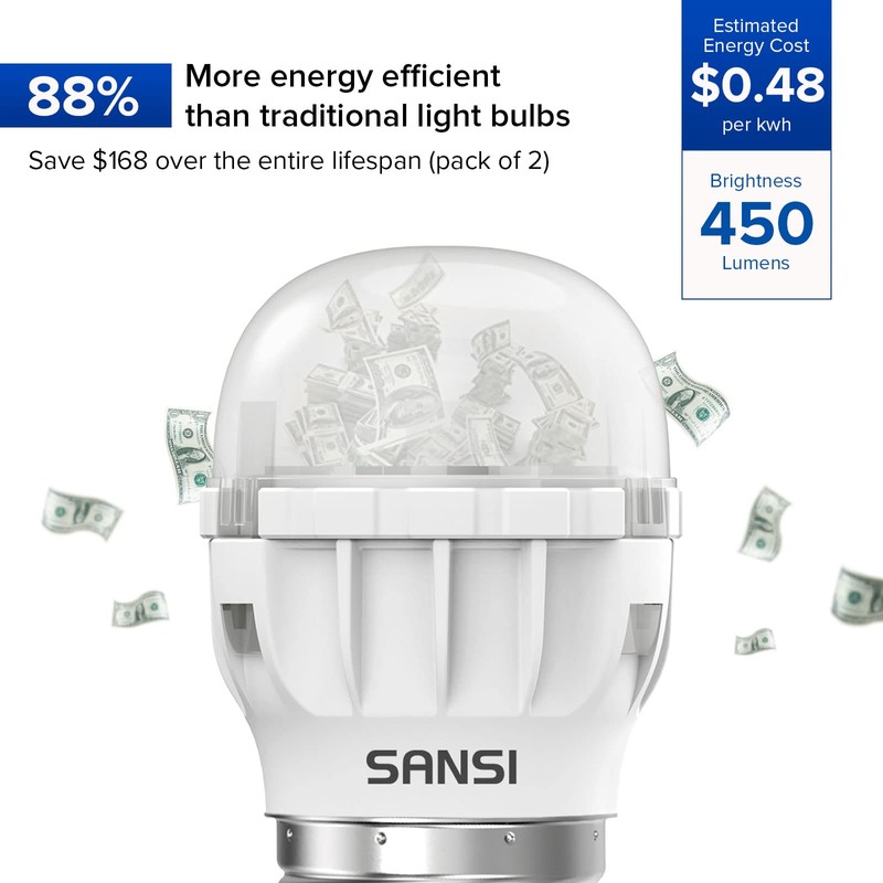 SANSI LED Refrigerator Light Bulb 45W Equivalent, 5000K Daylight White