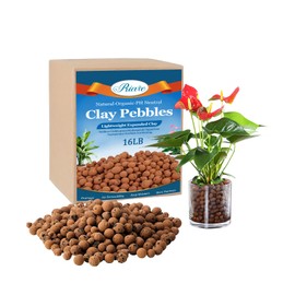 Riare 16 LBS Organic Expanded Clay Pebbles - 4mm-16mm Natural Leca Balls Lightweight Hydroponic Clay Pebbles Aggregate for Indoor Plants, Hydroponic Growing, Plants Drainage, Aquaponics
