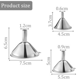 Stainless Steel Funnels,Premium Funnel Stainless Steel,kitchen funnel set,Hip Flask Funnel,Small Metal Funnels,Kitchen Funnels for Essentail Oil,Spices,Flask(1.7Inch/ 2.2Inch/ 2.9Inch)
