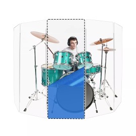 PENNZONI SIngle Panel Drum Shield Acrylic Panels w/ Plastic Hinges, Acrylic Drum - Plastic Hinge, 2 ft. x 4 ft.