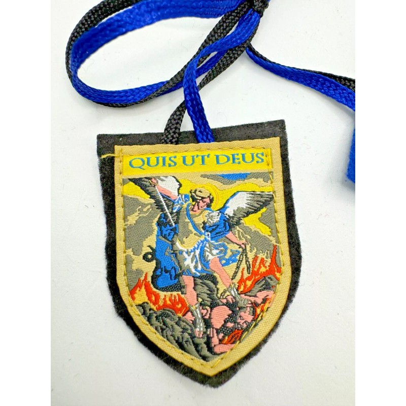 St. Michael Woven Cloth Scapular - Blue Shield
