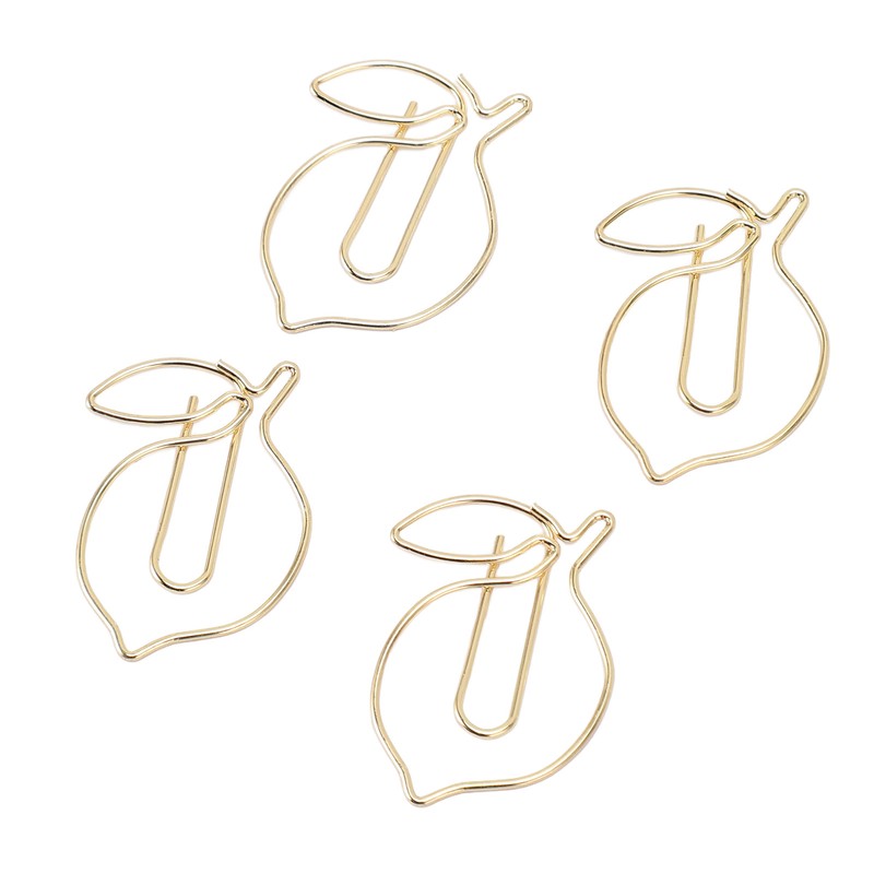 100 Pcs Paper Clip Gold Cute Lemon Shaped Bookmark Clips