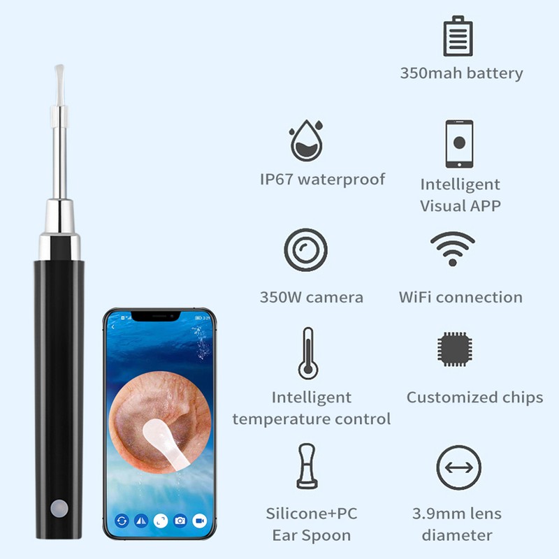 Wireless WiFi Ear Wax Removal Ear Wax Endoscope with 3.9mm