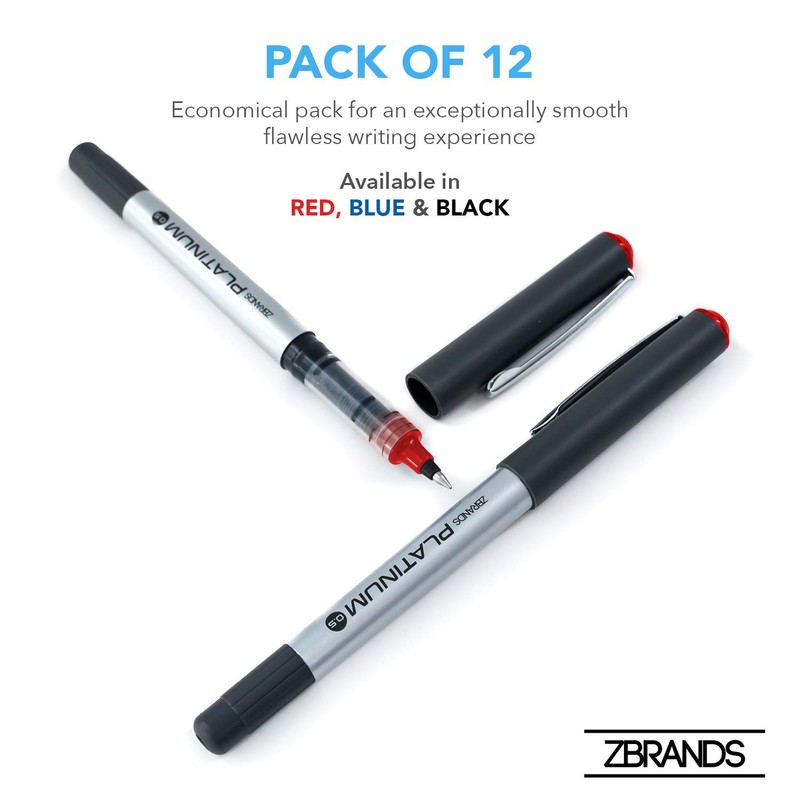 ZBRANDS // Red Ink Pens, Liquid Ink Roller Pen, Micro
