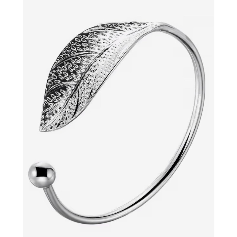 Bracelet Sterling Silver 925 Leaf Design Adjustable Bangle Bracelet