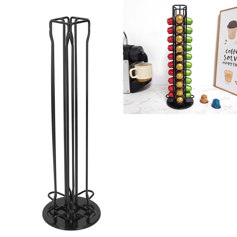 40 Capsule Coffee Pod Holder 360 Degree Rotating Carousel Storage
