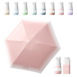 Sykerout Gradient Umbrella, Mini Umbrella, Pocket Umbrella, Compact Umbrella, Mini Foldable Travel Umbrella, Small, UV Umbrella, pink