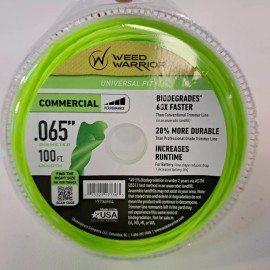 Weed Warrior .065 Inch X 100 FT. Commercial Trimmer Line -Green (Universal Fit)