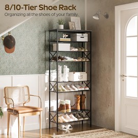 YATINEY 10 Tier Shoe Rack, Large Capacity Shoe Storage Organizer Holds 40 Pairs, Sturdy and Stable, for Entryway, Hallway, Closet, Dorm Room, Charcoal SS10BCG1