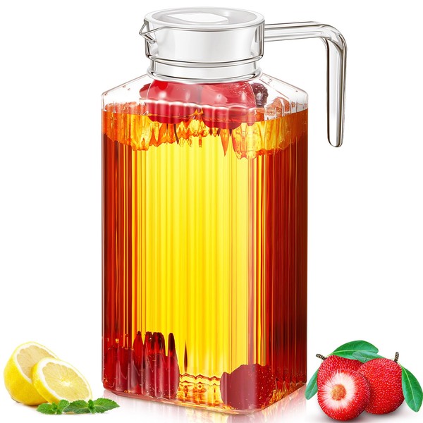 Panitay 1 Pcs 68 Ounces Plastic Pitcher with Lid Clear